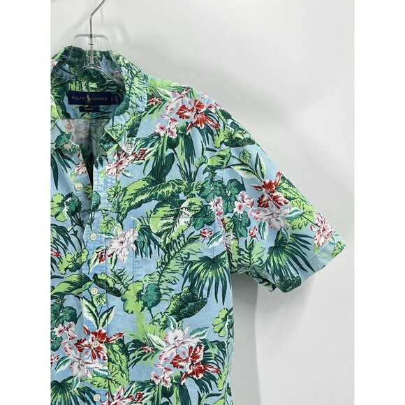 Ralph Lauren Sim Fit Cotton Hawaiian Shirt Tropical Resort Short Sleeve Sz Large - Picture 2 of 5